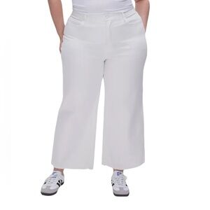 Good American Good Waist Palazzo Crop Jeans Women’s Size 24 White High Rise NWT